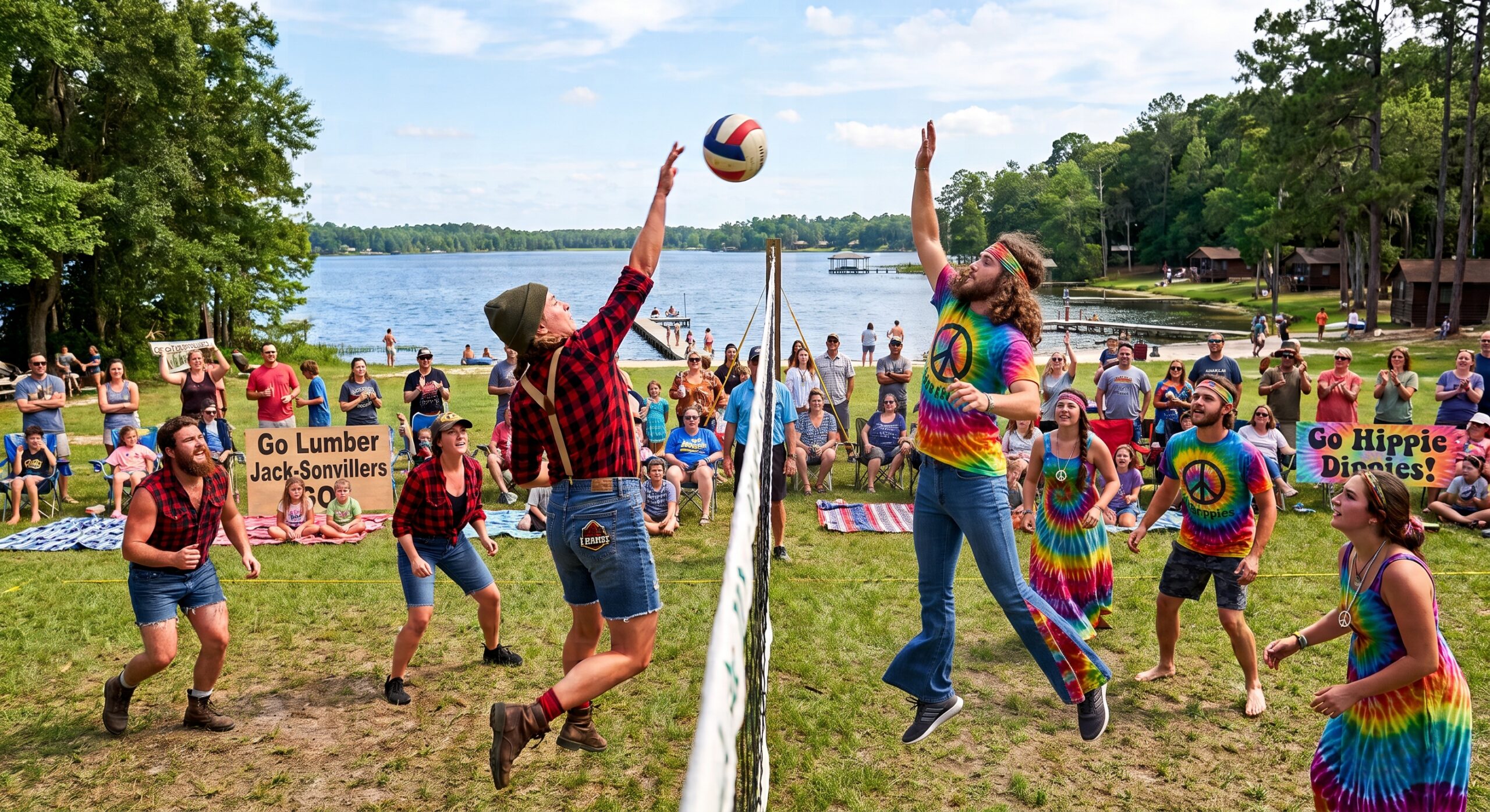 Quake at the Lake themed volleyball teams